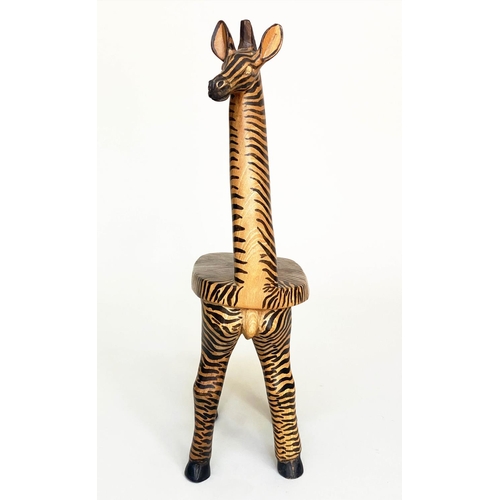 294 - ZEBRA STOOL, carved and painted, 60cm H.