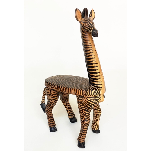 294 - ZEBRA STOOL, carved and painted, 60cm H.