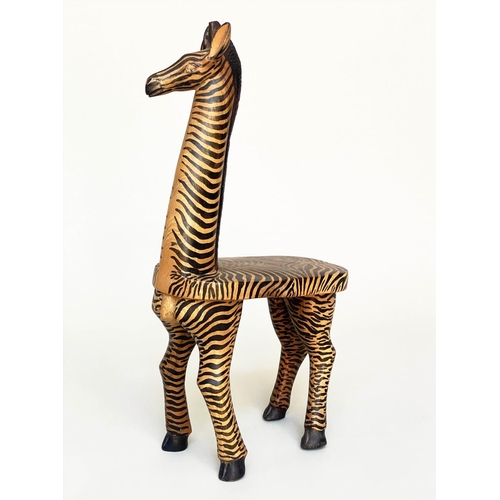 294 - ZEBRA STOOL, carved and painted, 60cm H.