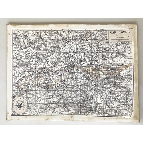 296 - MAP OF LONDON, rectangular printed on linen, 100cm x 70cm.