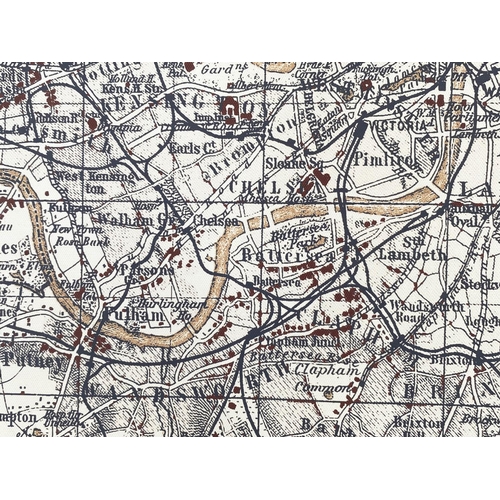 296 - MAP OF LONDON, rectangular printed on linen, 100cm x 70cm.