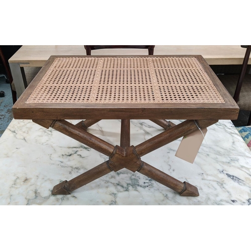 308 - STOOL, 73cm x 52cm x 41cm, faux bamboo design, caned top.