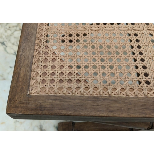 308 - STOOL, 73cm x 52cm x 41cm, faux bamboo design, caned top.