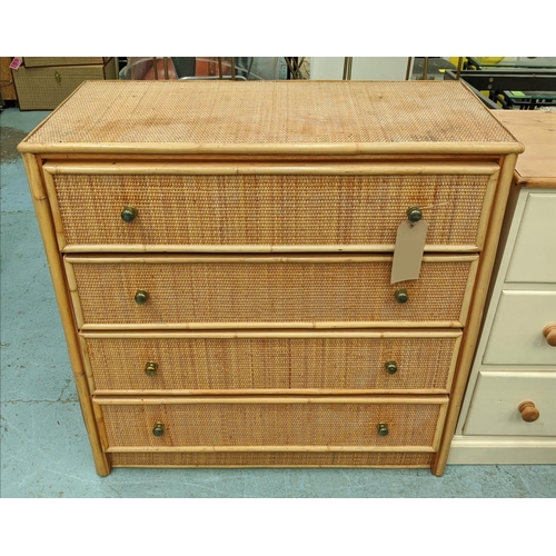 309 - CHEST OF DRAWERS, 94cm x 45cm x 92cm, 1970s Italian style bamboo and rattan, containing four drawers... 