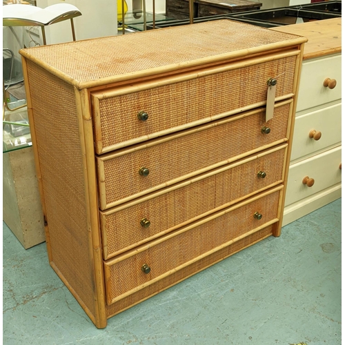 309 - CHEST OF DRAWERS, 94cm x 45cm x 92cm, 1970s Italian style bamboo and rattan, containing four drawers... 