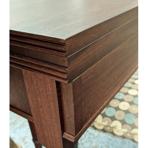 324 - CONSOLE TABLE, with turned tapering supports, 110cm wide x 89cm H x 38cm.