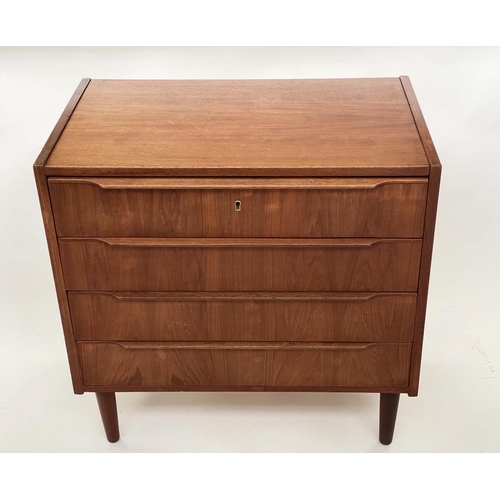 356 - CHEST, 1970s walnut with four long drawers and integral handles, 75cm x 75cm x 44cm.