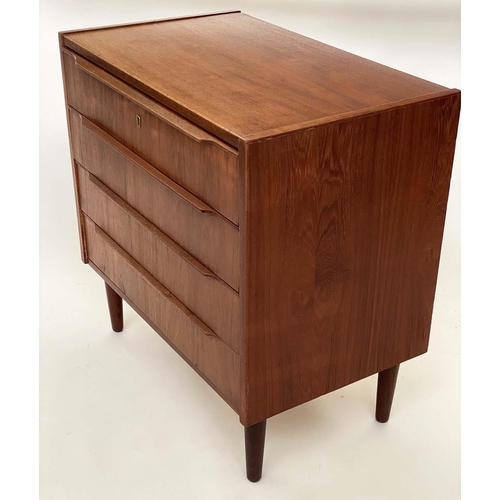 356 - CHEST, 1970s walnut with four long drawers and integral handles, 75cm x 75cm x 44cm.