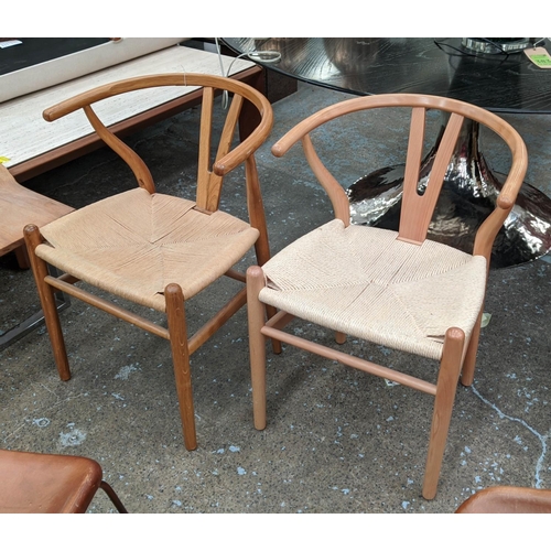 371 - AFTER HANS J WEGNER WISHBONE STYLE CHAIRS, a near pair, 78cm H. (2)