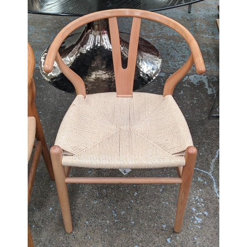 371 - AFTER HANS J WEGNER WISHBONE STYLE CHAIRS, a near pair, 78cm H. (2)