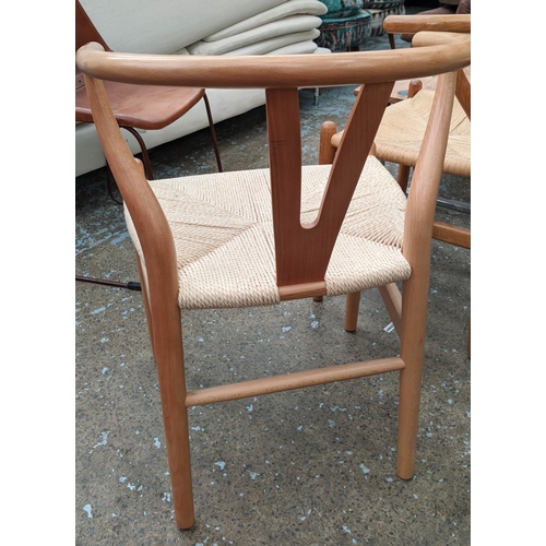 371 - AFTER HANS J WEGNER WISHBONE STYLE CHAIRS, a near pair, 78cm H. (2)