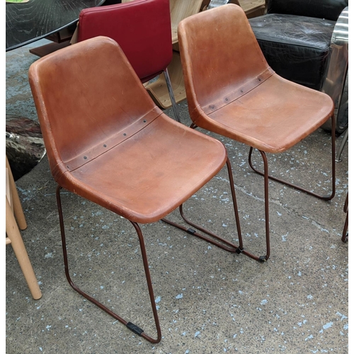 372 - DINING CHAIRS, a set of four, each 45cm wide, mid 20th century style,distressed finish.