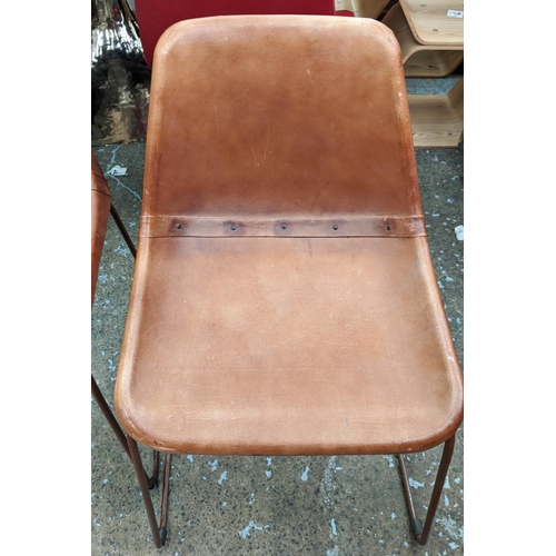 372 - DINING CHAIRS, a set of four, each 45cm wide, mid 20th century style,distressed finish.