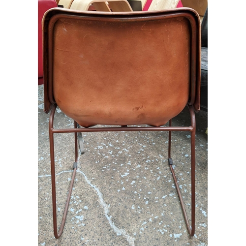 372 - DINING CHAIRS, a set of four, each 45cm wide, mid 20th century style,distressed finish.