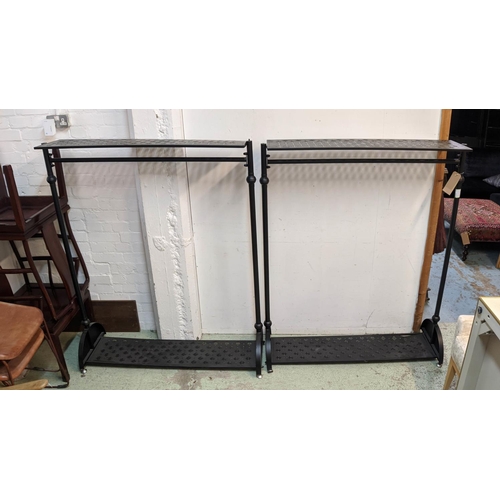 374 - CLOTHES RAILS, a pair, metal painted, each 120cm W x 149cm H. (2)