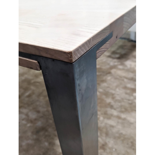 375 - GM 2100 TABLE BY NISSEN & GEHL MPD, metal legs, 20cm L x 101cm D x 75cm H, with one leaf, 50cm L.