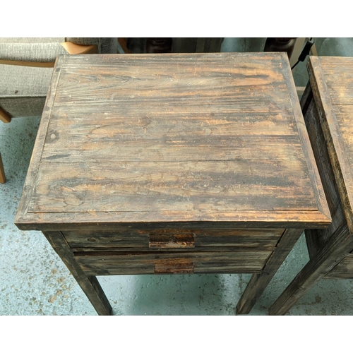 376 - SIDE CHESTS, a pair, 49cm x 39cm x 70cm, aged finish, each with two drawers. (2)