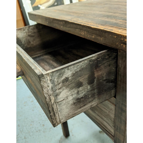 376 - SIDE CHESTS, a pair, 49cm x 39cm x 70cm, aged finish, each with two drawers. (2)