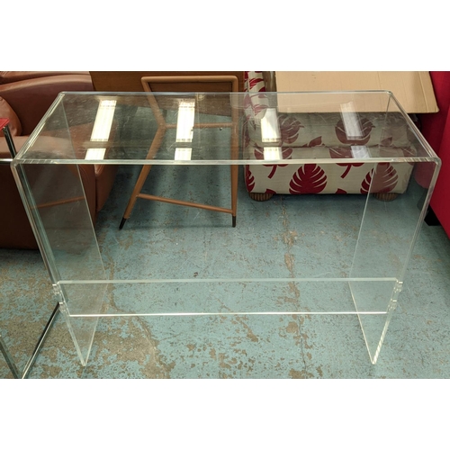 392 - PERSPEX CONSOLE TABLE, 85cm H x 40cm D x 105cm W.