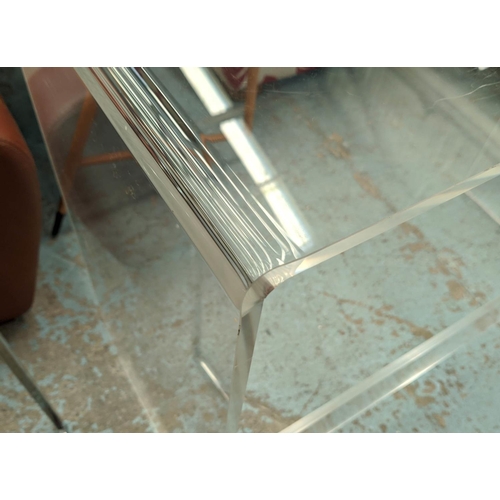 392 - PERSPEX CONSOLE TABLE, 85cm H x 40cm D x 105cm W.