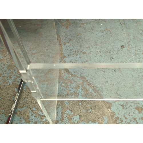 392 - PERSPEX CONSOLE TABLE, 85cm H x 40cm D x 105cm W.