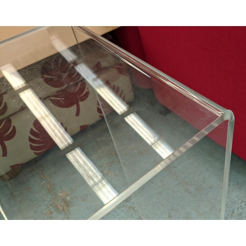 392 - PERSPEX CONSOLE TABLE, 85cm H x 40cm D x 105cm W.