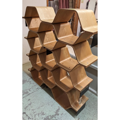 394 - HONEYCOMB BOOKSHELVES, a pair, each 30cm D x 137cm. (2)