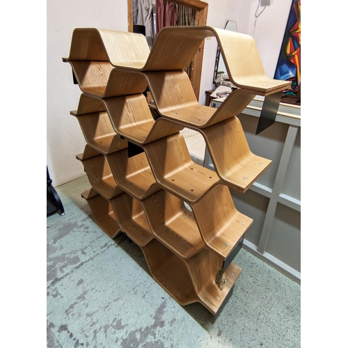 394 - HONEYCOMB BOOKSHELVES, a pair, each 30cm D x 137cm. (2)