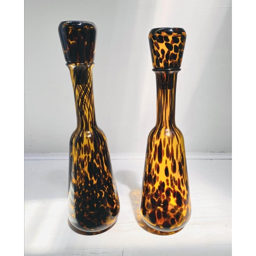 402 - DECANTERS, a pair, 46cm high, 13cm diameter, in the Murano style, glass. (2)