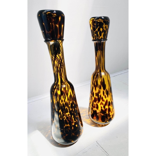 402 - DECANTERS, a pair, 46cm high, 13cm diameter, in the Murano style, glass. (2)