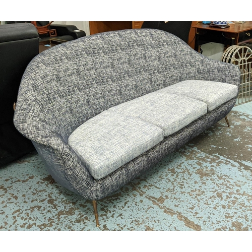 423 - ICO PARISI SOFA, vintage 1950s later upholstered, 180cm W.