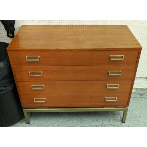 425 - CHEST OF DRAWERS, 92cm W x 43cm D x 81cm H, mid 20th century, on a metal base frame, four drawers.