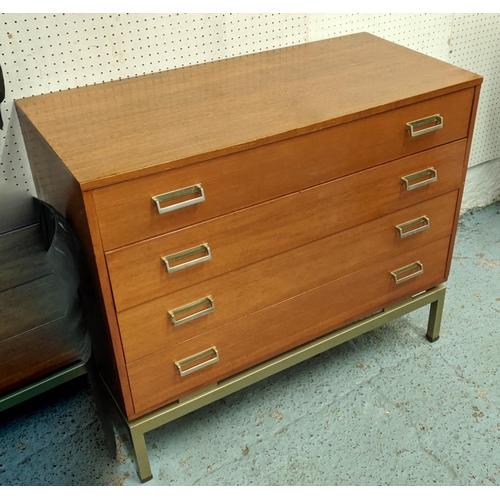 425 - CHEST OF DRAWERS, 92cm W x 43cm D x 81cm H, mid 20th century, on a metal base frame, four drawers.