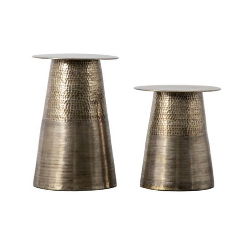 432 - SIDE TABLES, a graduated pair, contemporary Moroccan style, gilt finish, small table 40cm W x 42cm H... 