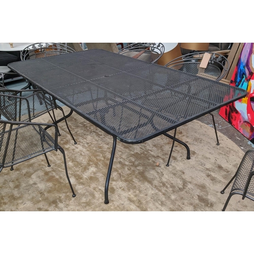 440 - GARDEN DINING SET, including eight chairs, 81cm H and table, 190cm x 105cm x 71cm, painted metal. (9... 