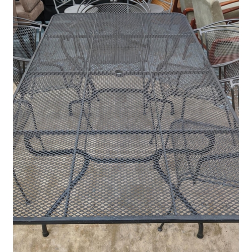 440 - GARDEN DINING SET, including eight chairs, 81cm H and table, 190cm x 105cm x 71cm, painted metal. (9... 