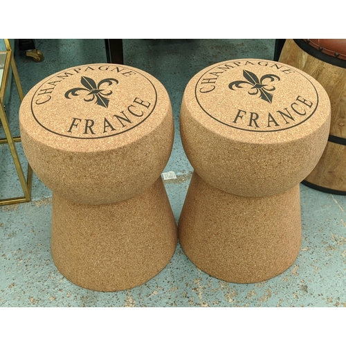 443 - CHAMPAGNE CORK STOOLS, a pair, 50cm x 32cm diam. (2)