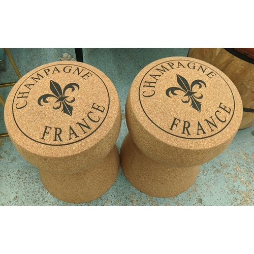 443 - CHAMPAGNE CORK STOOLS, a pair, 50cm x 32cm diam. (2)