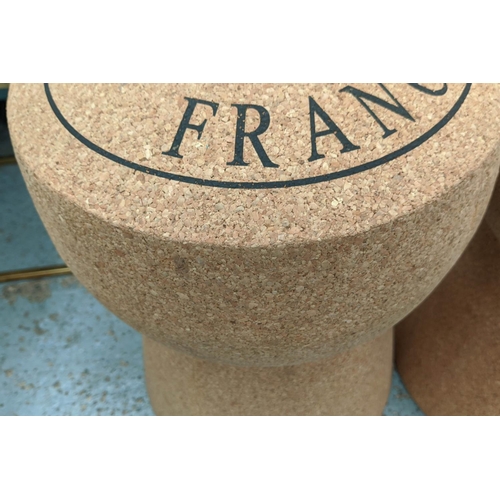 443 - CHAMPAGNE CORK STOOLS, a pair, 50cm x 32cm diam. (2)