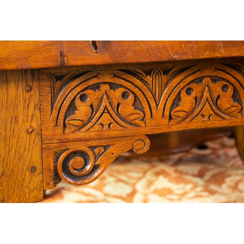 446 - REFECTORY TABLE, 79cm H x 244cm W x 87cm D, Jacobean style oak.