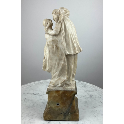 5 - MARBLE SCULPTURE, early 20th century Italian, pierrotesque mandolin playing clown in a gentle romant... 