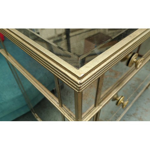 511 - MIRRORED CHEST, in an antiqued finish, 49cm x 91cm H x 107cm.