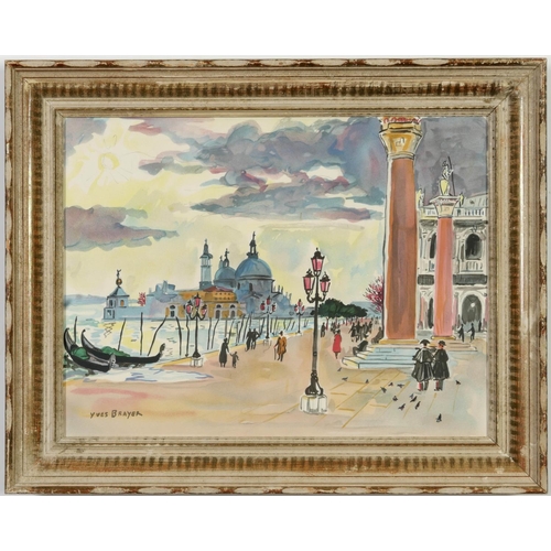 102 - YVES BRAYER, Venice lithograph, signed in the plate, vintage French frame, 36cm x 48cm. (Subject to ... 