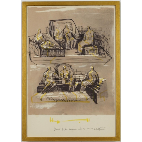 104 - HENRY MOORE, a set of four seated figures, off set lithographs, 49.5cm x 31.5cm. (Subject to ARR - s... 