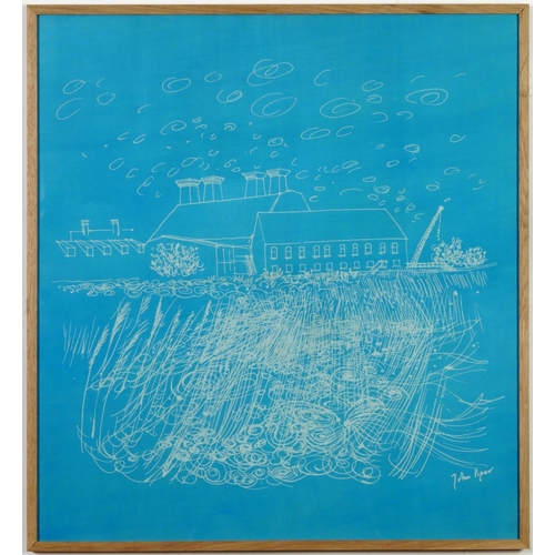 107 - JOHN PIPER, Snape Maltings silkscreen, signed in the plate, turquoise, 88cm x 79cm. (Subject to ARR ... 