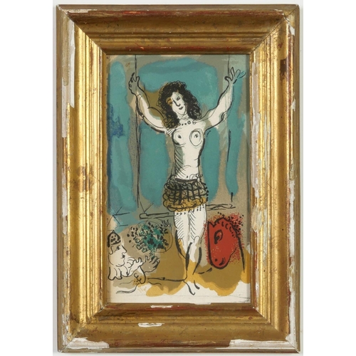 113 - MARC CHAGALL, Femme, original lithograph 1967, printed by Mourlot Freres, vintage French frame, 20cm... 