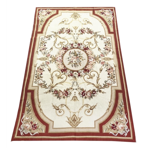 130 - AUBUSSON SAVONNERIE DESIGN RUGS, a pair, 180cm x 119cm. (2)