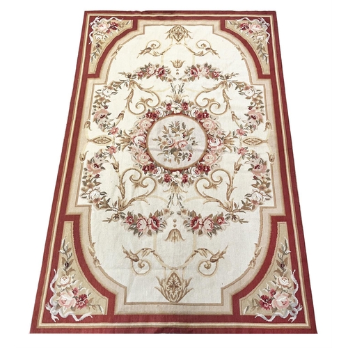 130 - AUBUSSON SAVONNERIE DESIGN RUGS, a pair, 180cm x 119cm. (2)