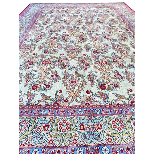 132 - PERSIAN QUM CARPET, 375cm x 275cm.