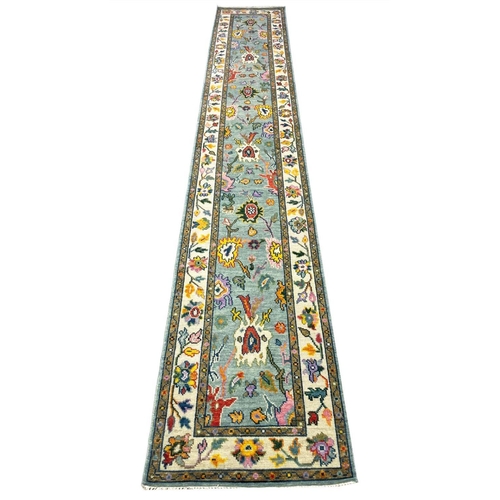 134 - CONTEMPORARY OUSHAK LONG RUNNER, 484cm x 80cm.